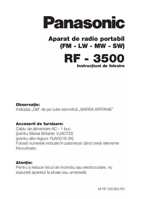 Mode d'emploi PANASONIC RF-3500