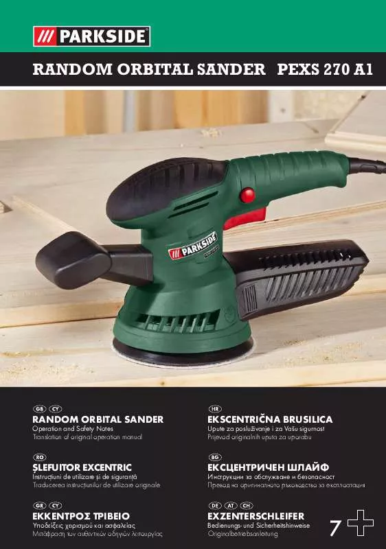 Mode d'emploi PARKSIDE PEXS 270 A1 RANDOM ORBITAL SANDER