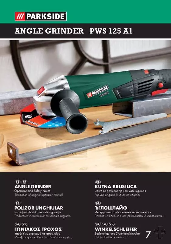 Mode d'emploi PARKSIDE PWS 125 A1 ANGLE GRINDER