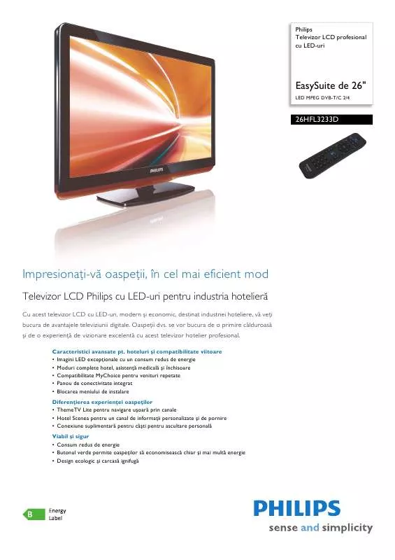 Mode d'emploi PHILIPS 26HFL3233D