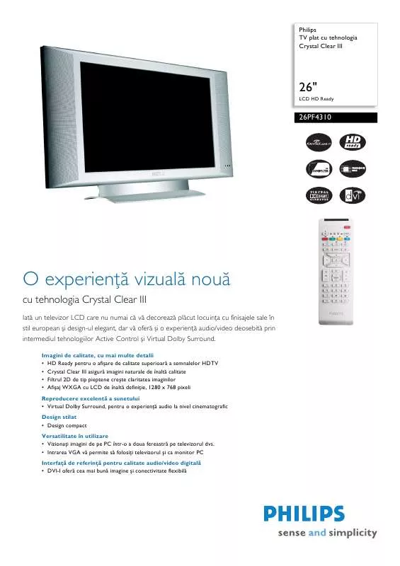 Mode d'emploi PHILIPS 26PF4310