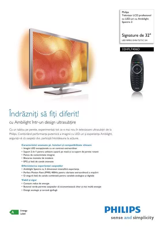 Mode d'emploi PHILIPS 32HFL7406D