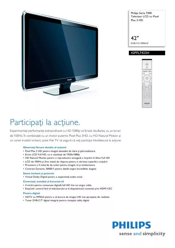 Mode d'emploi PHILIPS 42PFL7423H