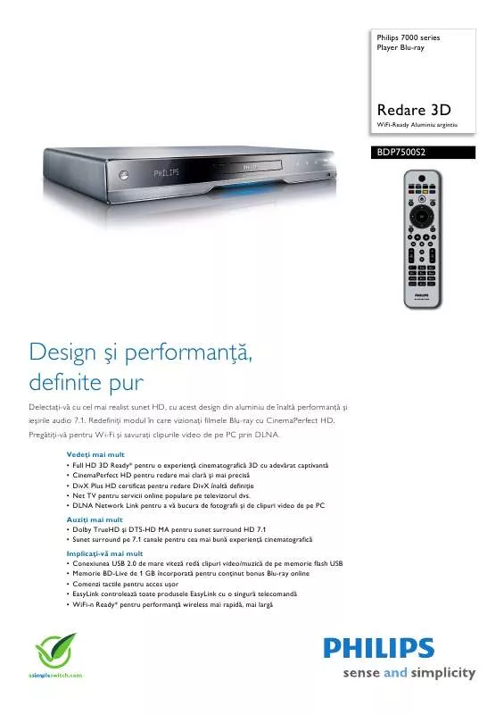 Mode d'emploi PHILIPS BDP7500S2