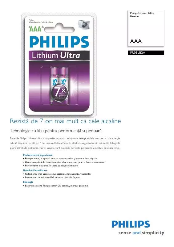 Mode d'emploi PHILIPS FR03LB2A