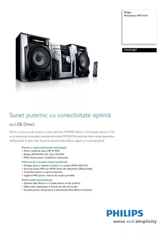 Mode d'emploi PHILIPS FWM387