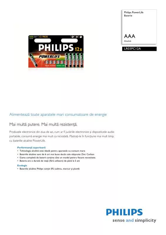 Mode d'emploi PHILIPS LR03PC12A