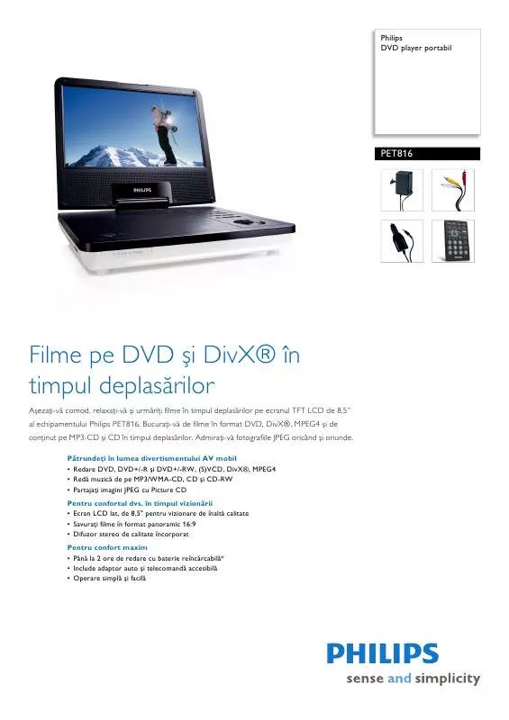 Mode d'emploi PHILIPS PET816