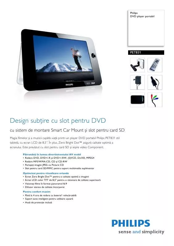 Mode d'emploi PHILIPS PET831