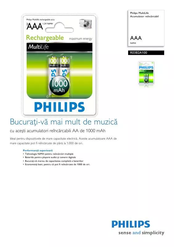 Mode d'emploi PHILIPS R03B2A100