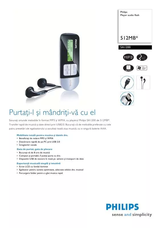 Mode d'emploi PHILIPS SA1200