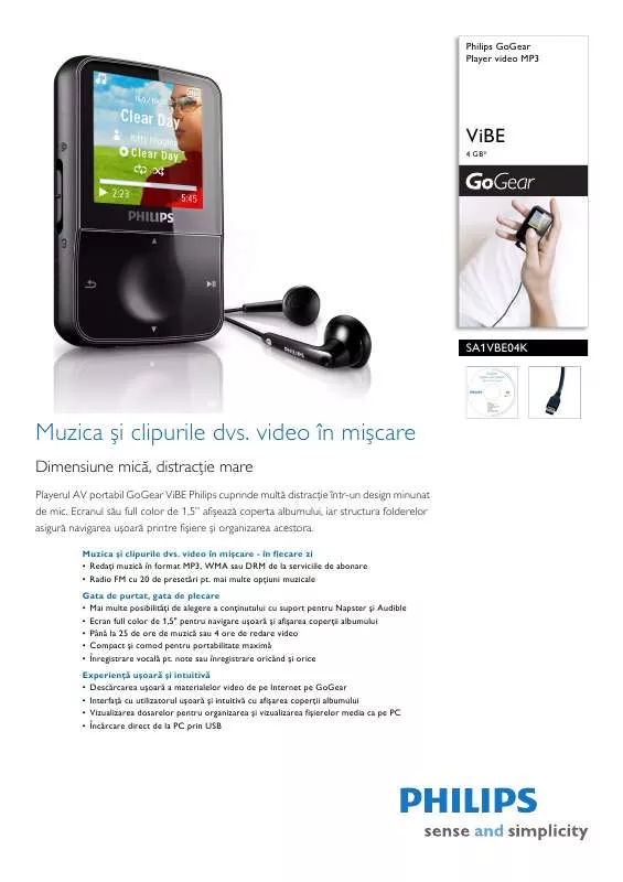 Mode d'emploi PHILIPS SA1VBE04K