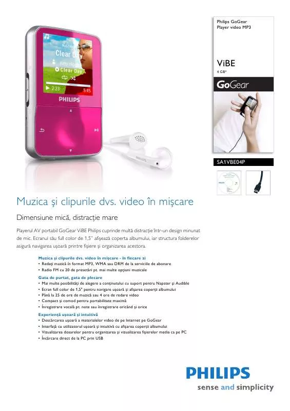 Mode d'emploi PHILIPS SA1VBE04P