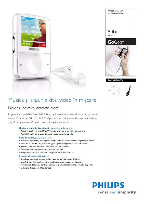 Mode d'emploi PHILIPS SA1VBE04W