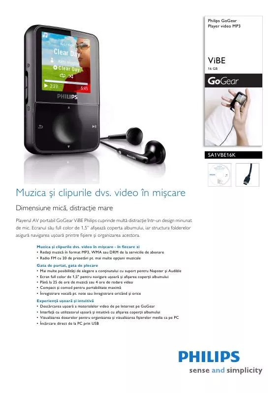 Mode d'emploi PHILIPS SA1VBE16K