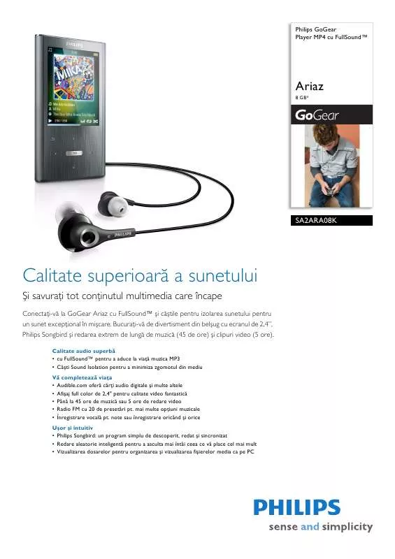 Mode d'emploi PHILIPS SA2ARA08K