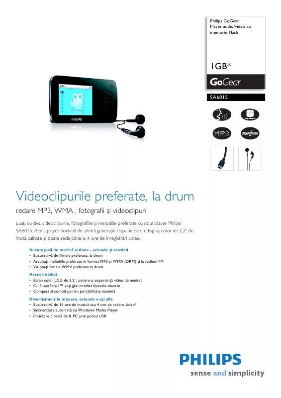 Mode d'emploi PHILIPS SA6015