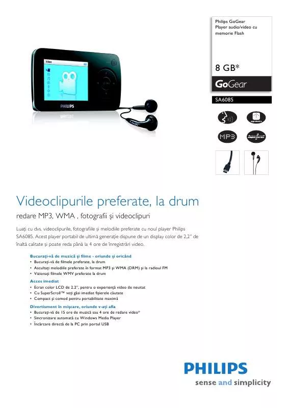 Mode d'emploi PHILIPS SA6085