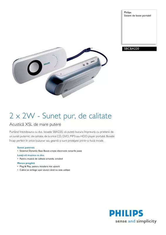 Mode d'emploi PHILIPS SBCBA220