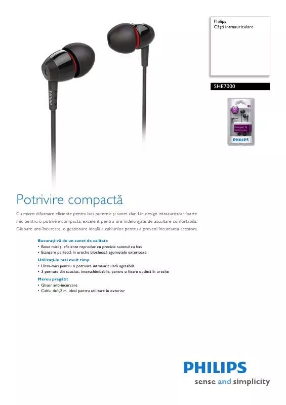 Mode d'emploi PHILIPS SHE-7000