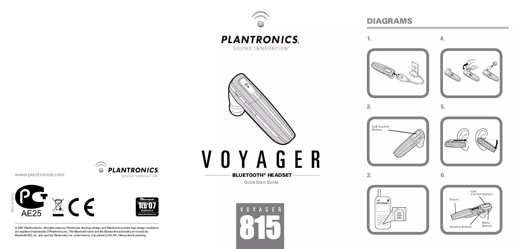 Mode d'emploi PLANTRONICS VOYAGER 815