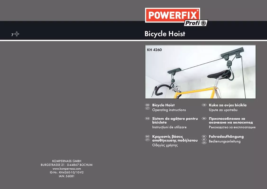 Mode d'emploi POWERFIX KH 4260 BICYCLE HOIST