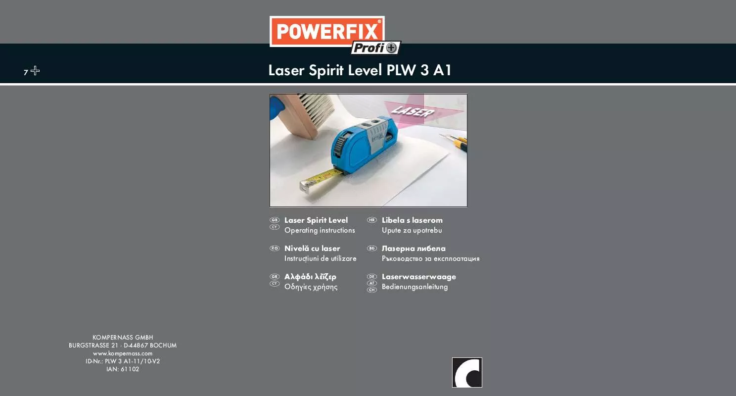 Mode d'emploi POWERFIX PLW 3 A1 LASER SPIRIT LEVEL