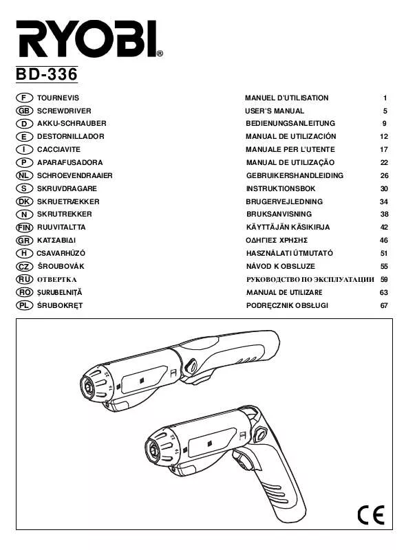 Mode d'emploi RYOBI BD-336