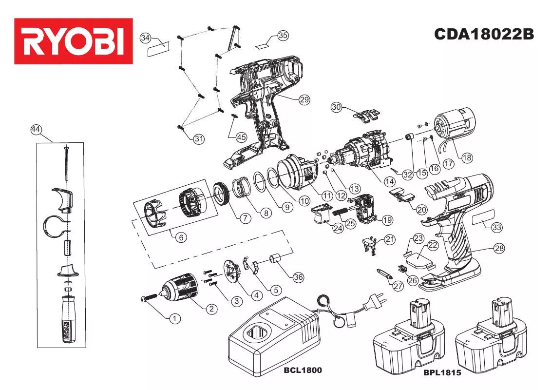 Mode d'emploi RYOBI CDA18022B