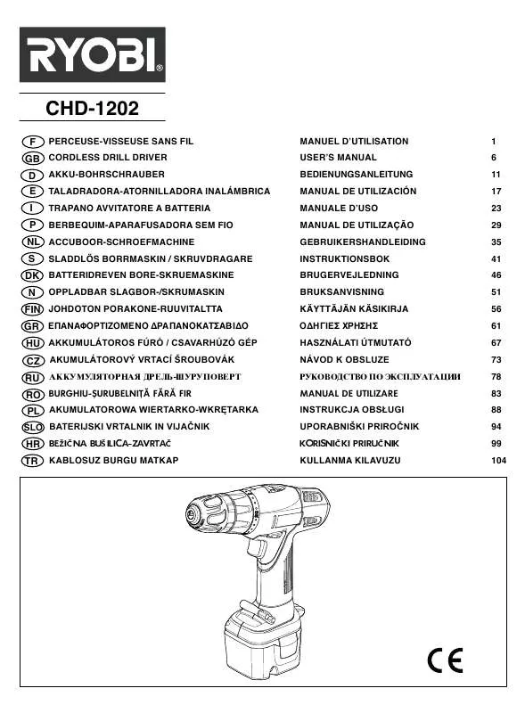 Mode d'emploi RYOBI CHD1202