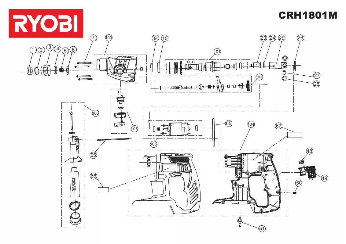 Mode d'emploi RYOBI CRH1801M