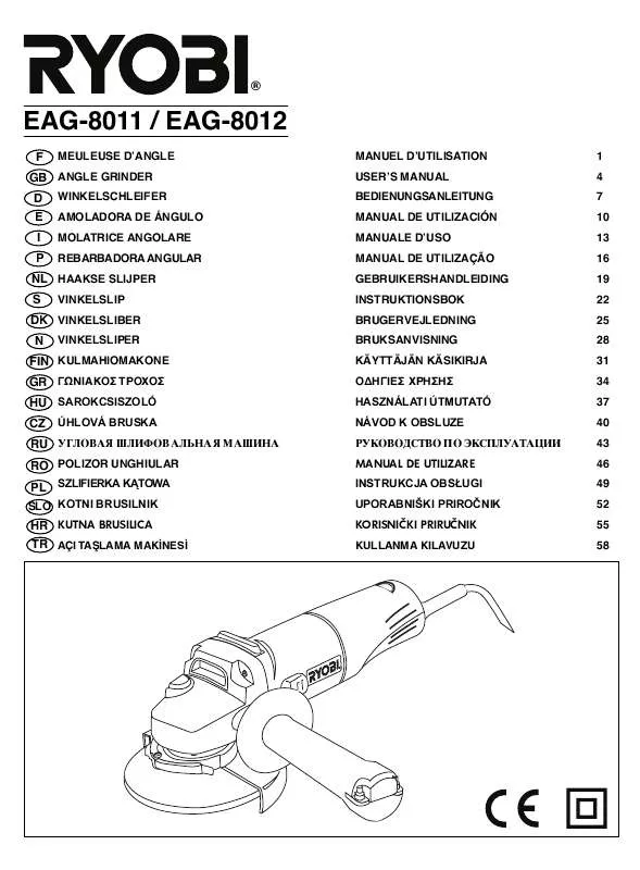 Mode d'emploi RYOBI EAG-8012