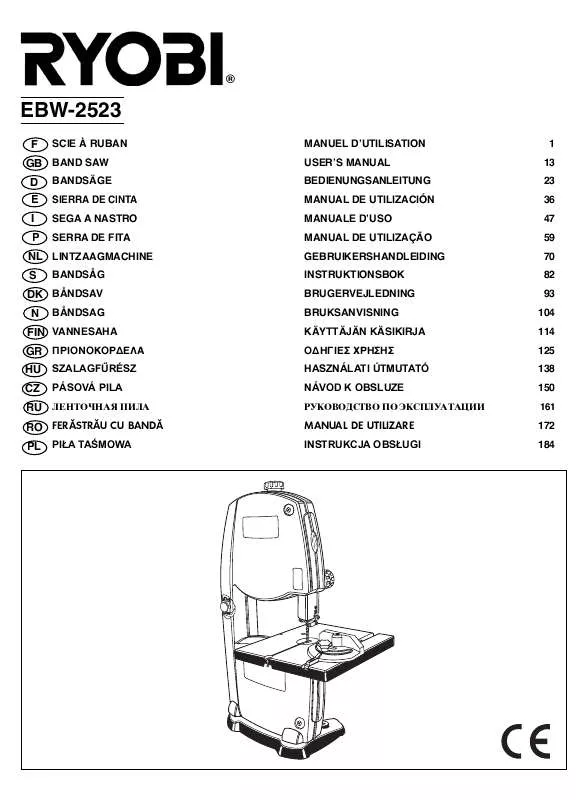 Mode d'emploi RYOBI EBW-2523