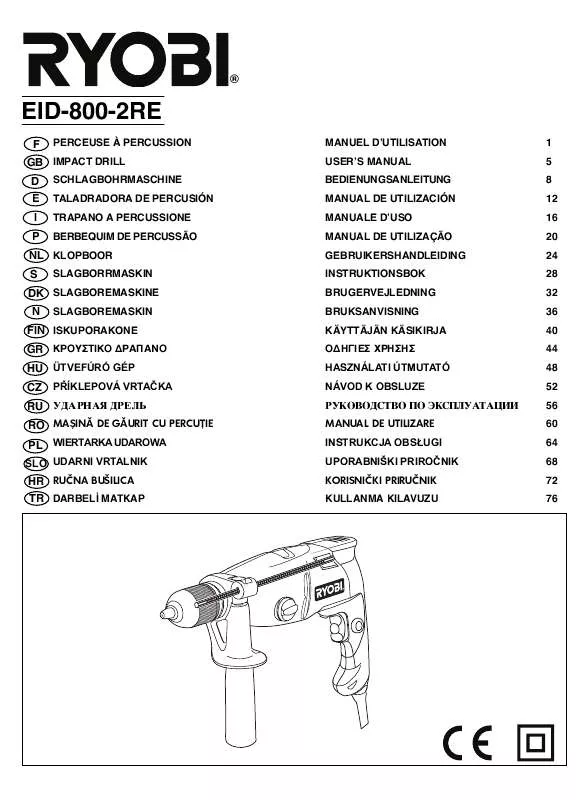 Mode d'emploi RYOBI EID-800-2RE