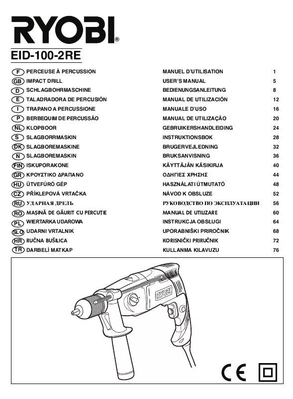 Mode d'emploi RYOBI EID1002RE