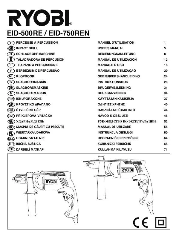 Mode d'emploi RYOBI EID750REN