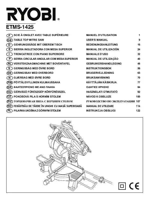 Mode d'emploi RYOBI ETMS-1425