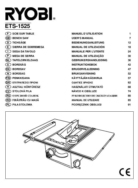 Mode d'emploi RYOBI ETS-1525