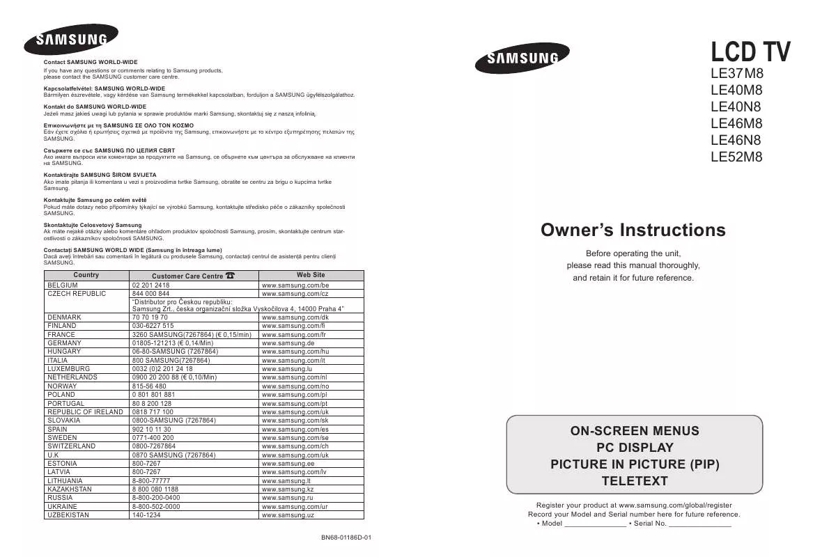 Mode d'emploi SAMSUNG LE 37M86BD