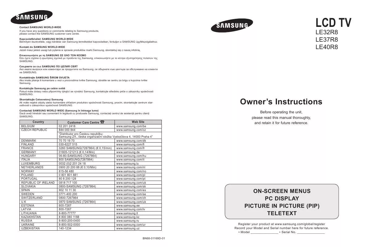 Mode d'emploi SAMSUNG LE 37R86BD