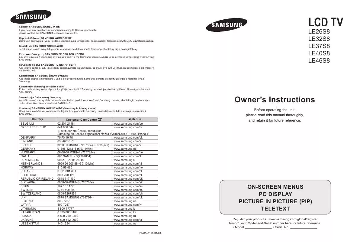 Mode d'emploi SAMSUNG LE40S86BD