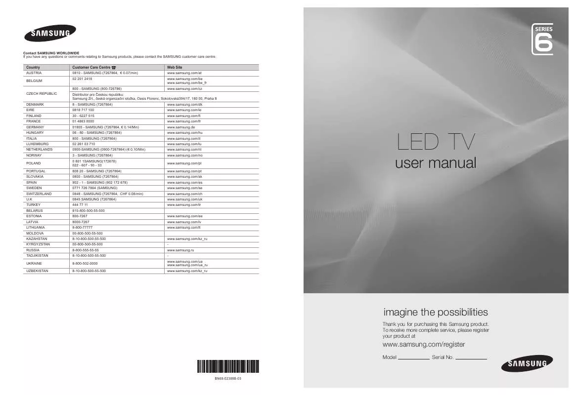 Mode d'emploi SAMSUNG UE-32B6000VW