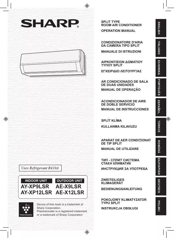 Mode d'emploi SHARP AY-XP9LSR