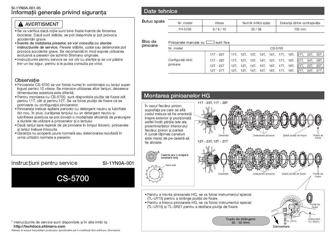 Mode d'emploi SHIMANO CS-5700