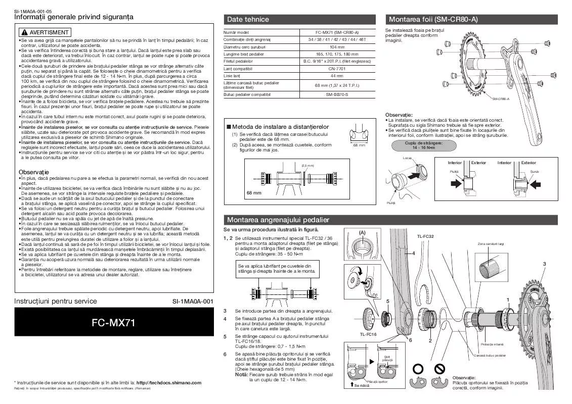 Mode d'emploi SHIMANO FC-MX71