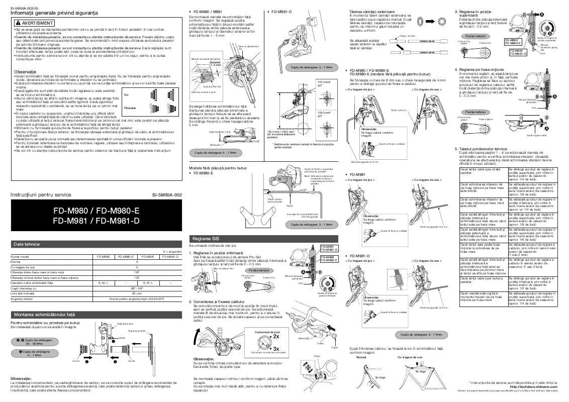 Mode d'emploi SHIMANO FD-M980-E