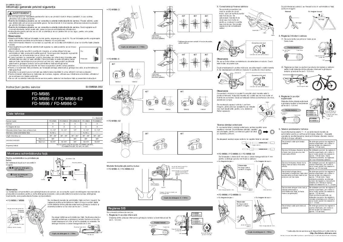 Mode d'emploi SHIMANO FD-M985-E2