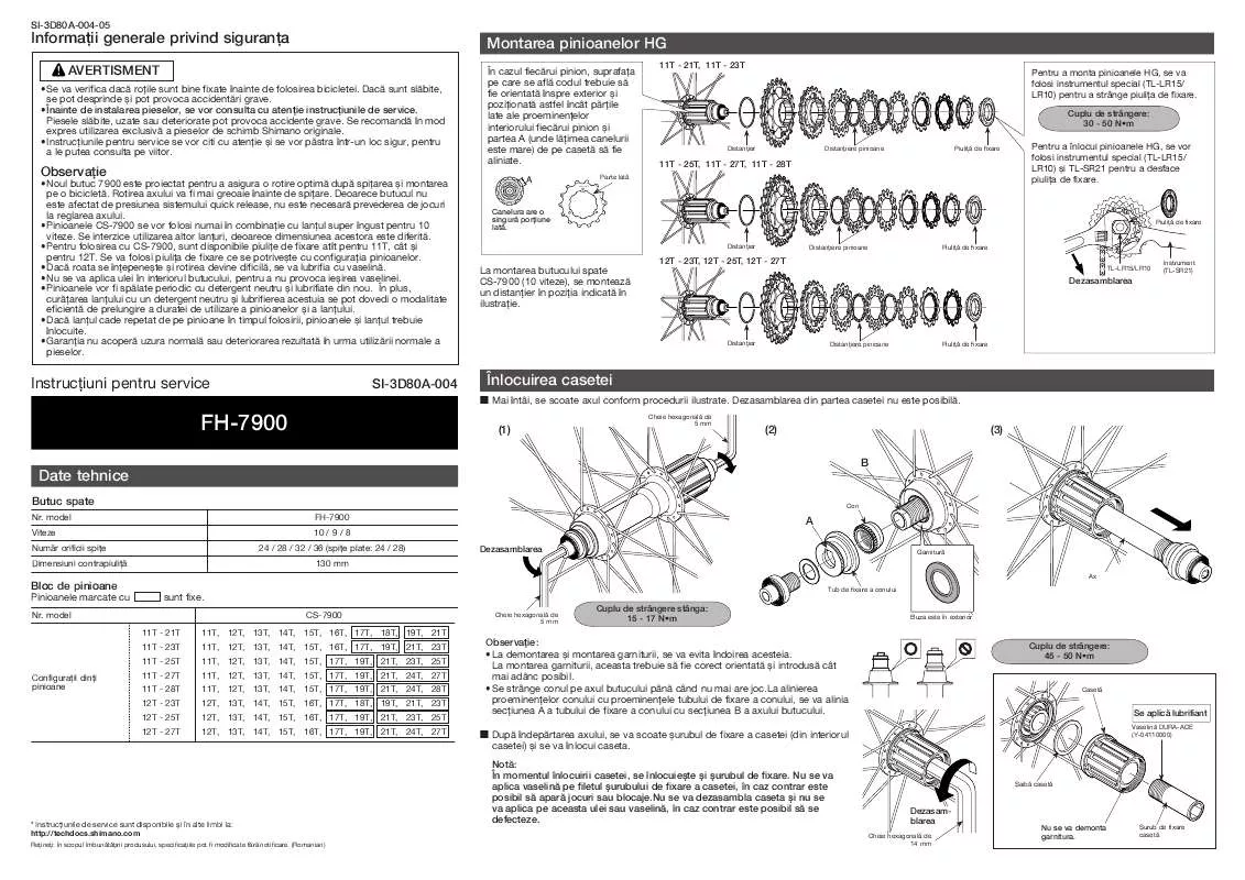 Mode d'emploi SHIMANO FH-7900