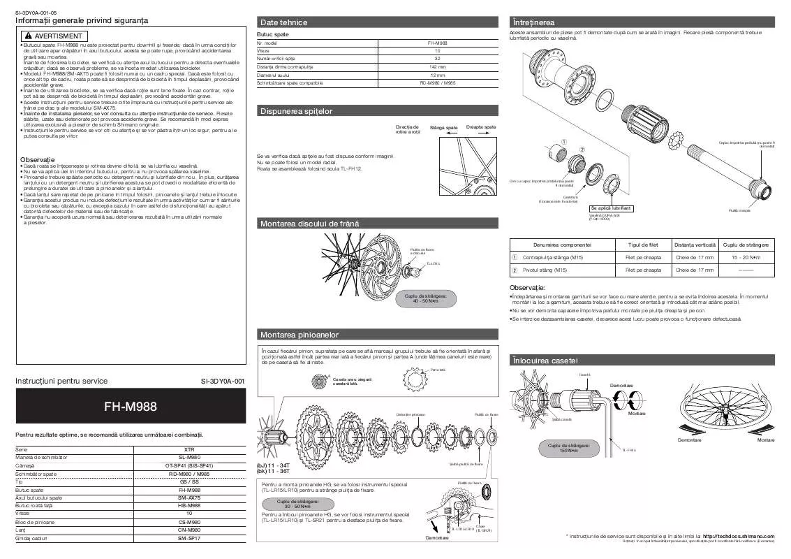 Mode d'emploi SHIMANO FH-M988