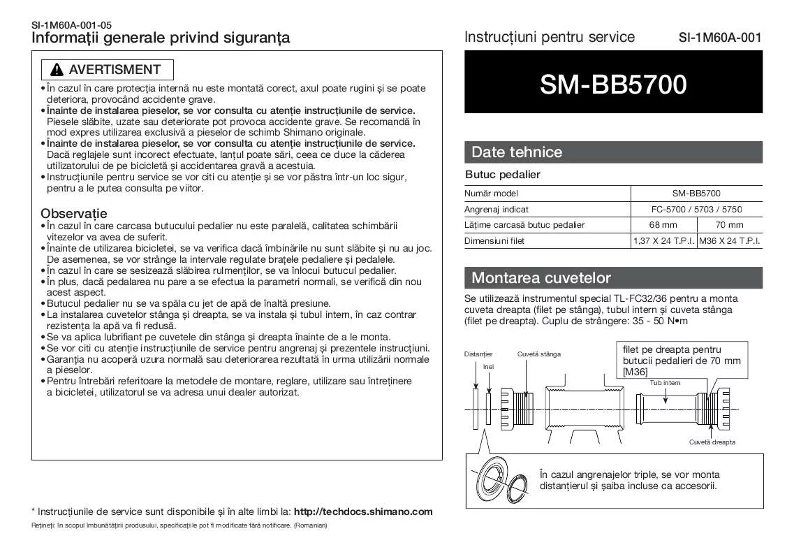 Mode d'emploi SHIMANO SM-BB5700